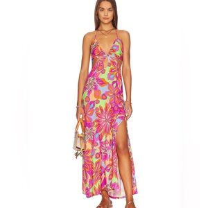 Drawstring Cut Out Maxi Dress in Vivi Il Momento - S